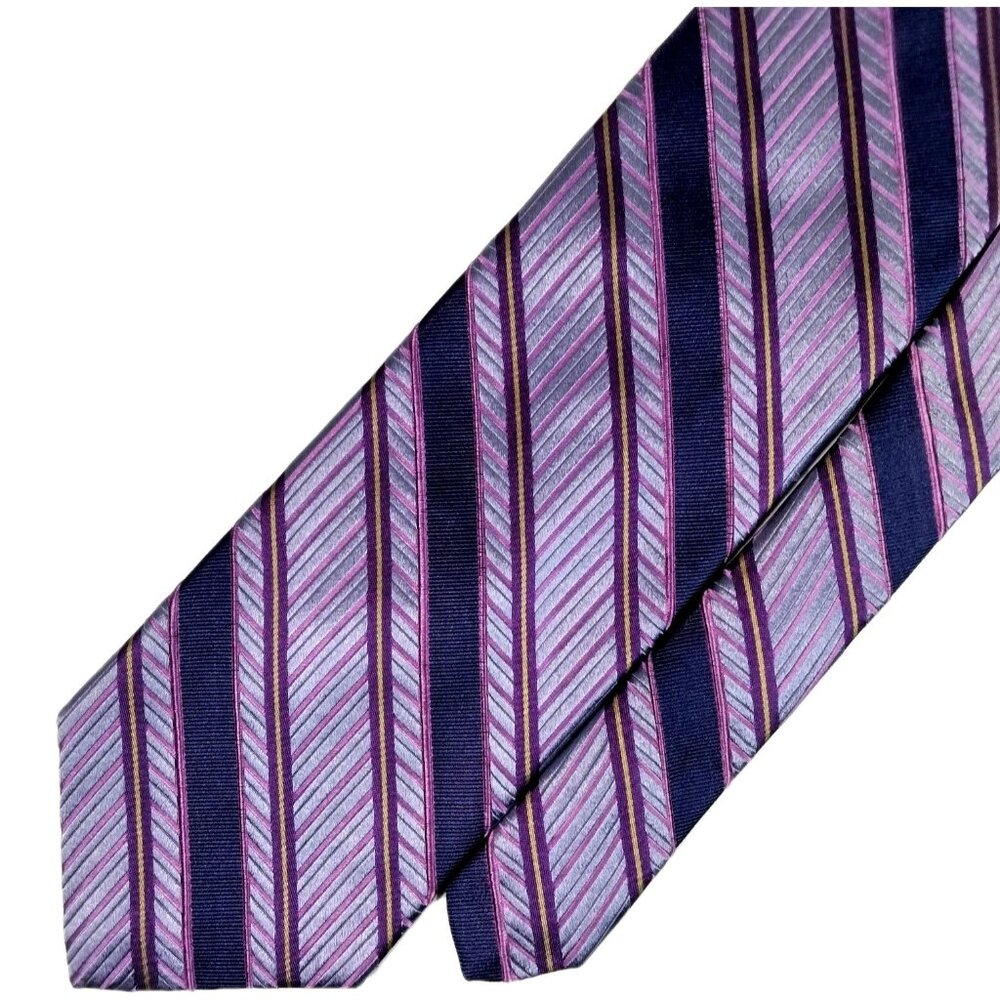 Robert Talbott Best Of Class 100% Silk Jacquard Striped Purple Repp Tie 58x3.75